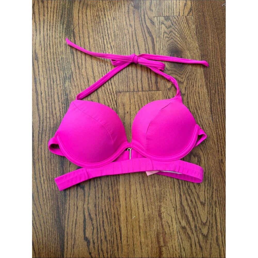 Victoria's Secret Bright Pink Halter Bikini Top Size 32C